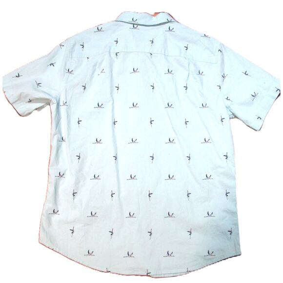 Goodfellow & Co. Men's Shirt Blue with Cranes Print Slim Fit Cotton Size Medium - Picture 2 of 5